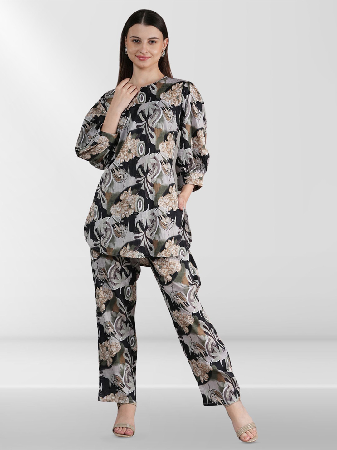 

Belfry Printed Tunic with Trousers, Black