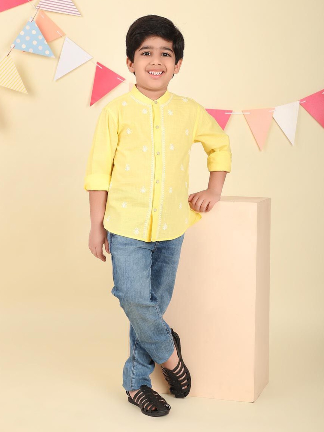 

Fabindia Boys Opaque Party Shirt, Yellow