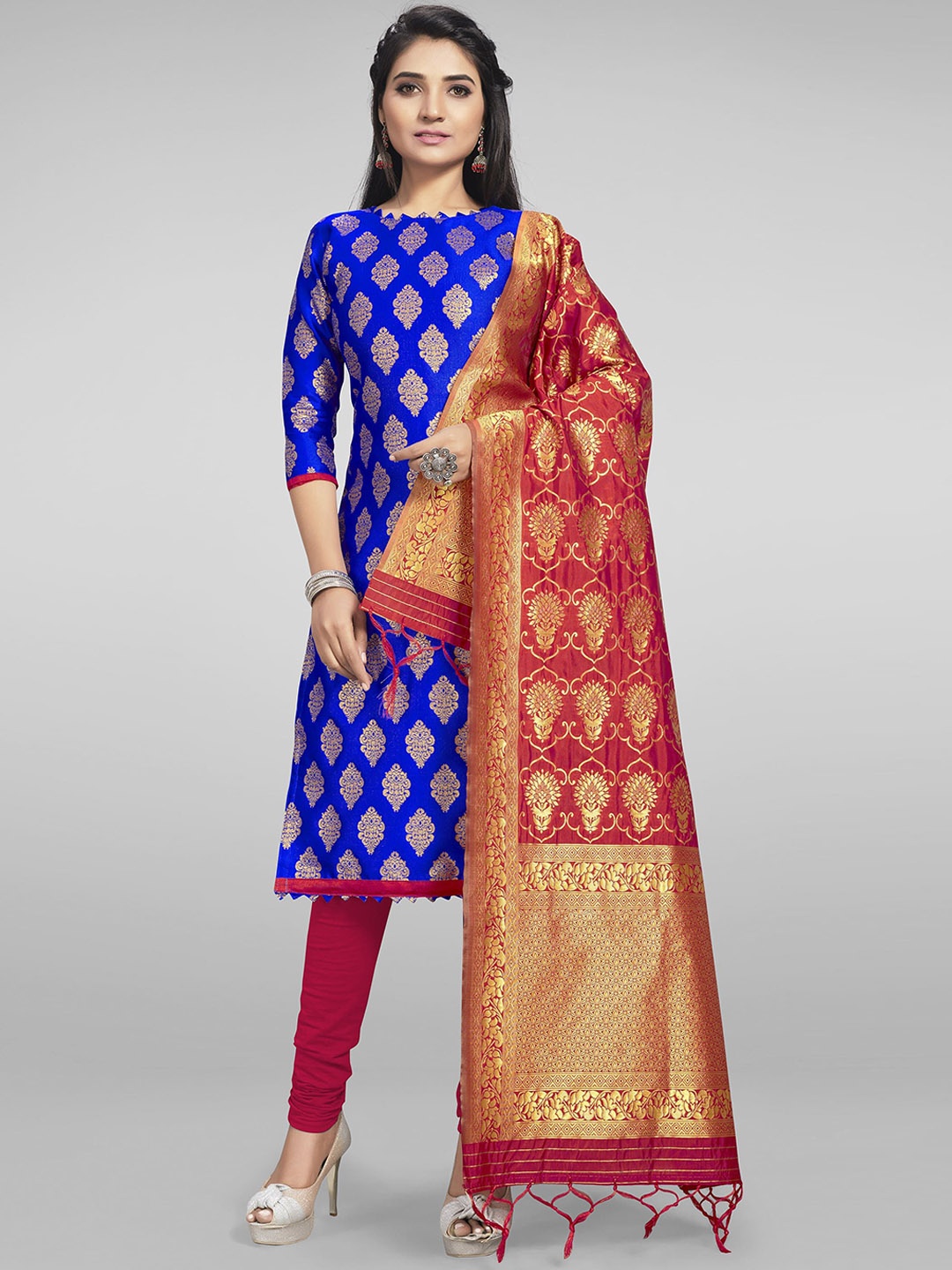 

SHADOW & SAINING Unstitched Dress Material, Blue