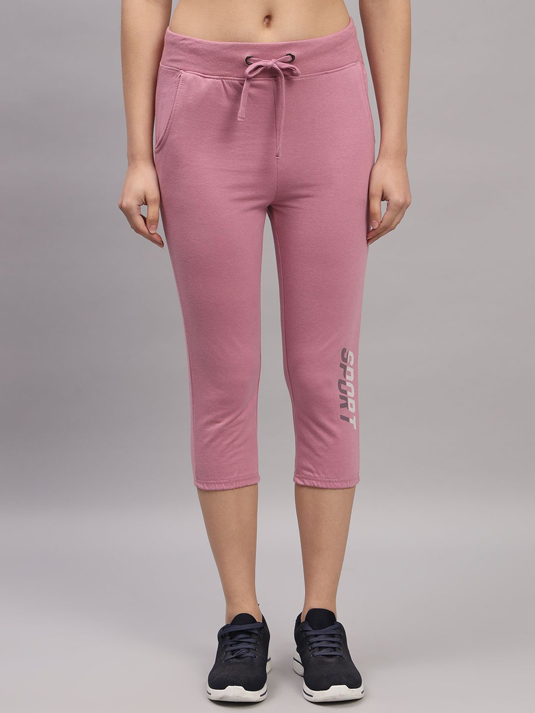

TRAZO Mid-Rise Cotton Capris, Pink