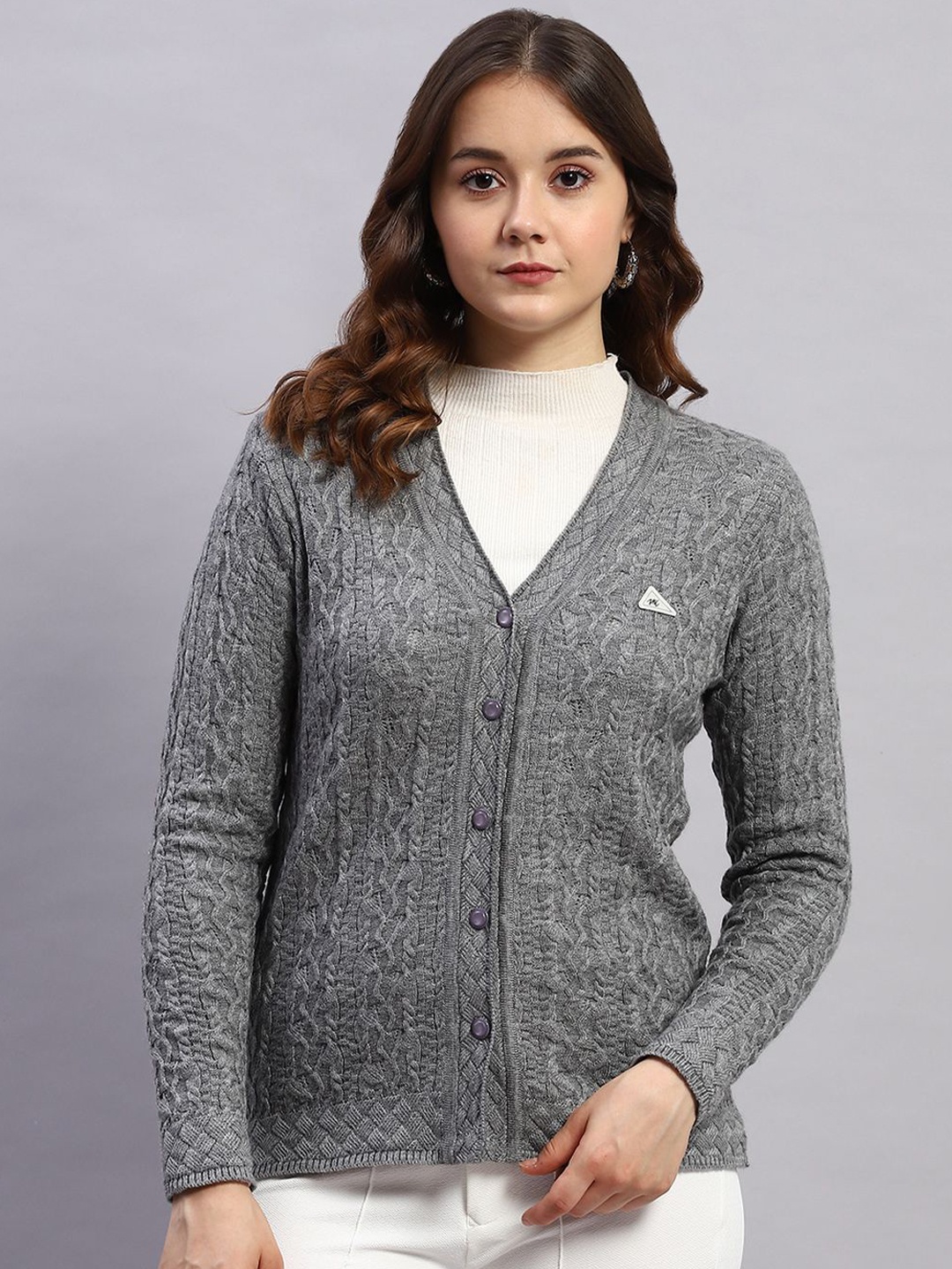 

Monte Carlo Women Woollen Cardigan, Grey