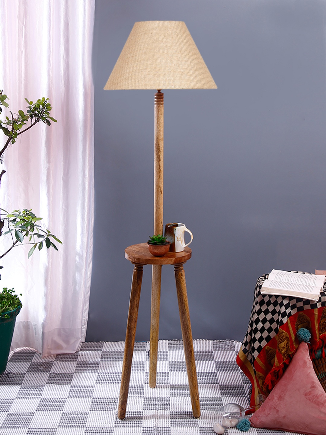 

Devansh Brown & Beige Textured Jute Conical Wooden Floor Lamp