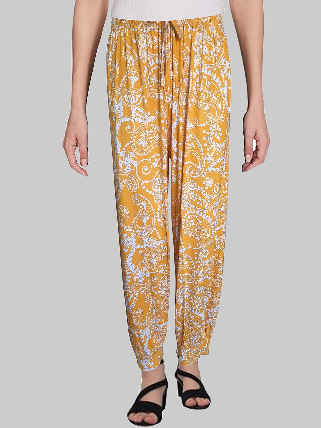 

BAESD Floral Printed Mid Rise Salwar, Yellow
