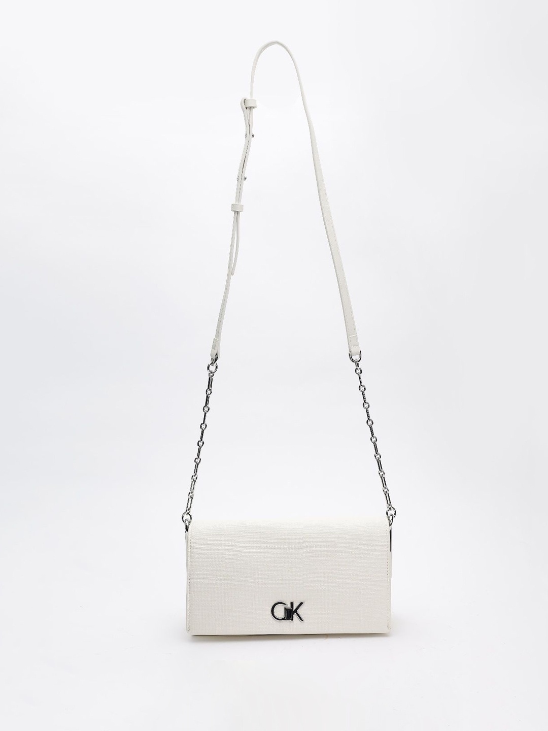 

Calvin Klein Printed PU Structured Sling Bag, White