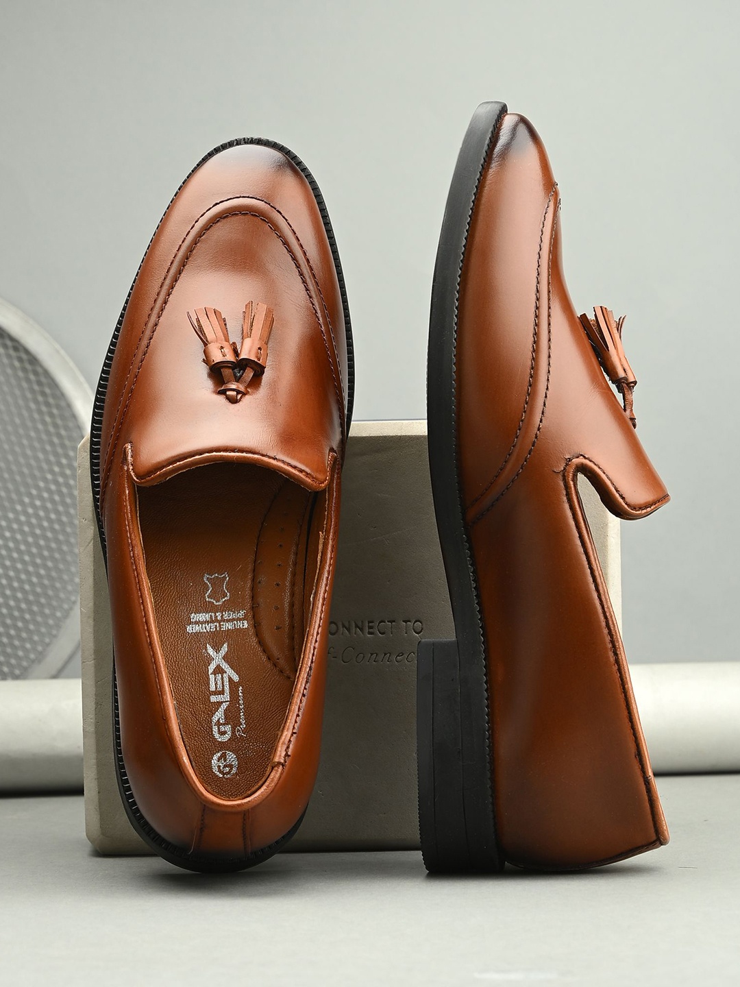 

DESIDERIO Men Leather Loafers, Tan