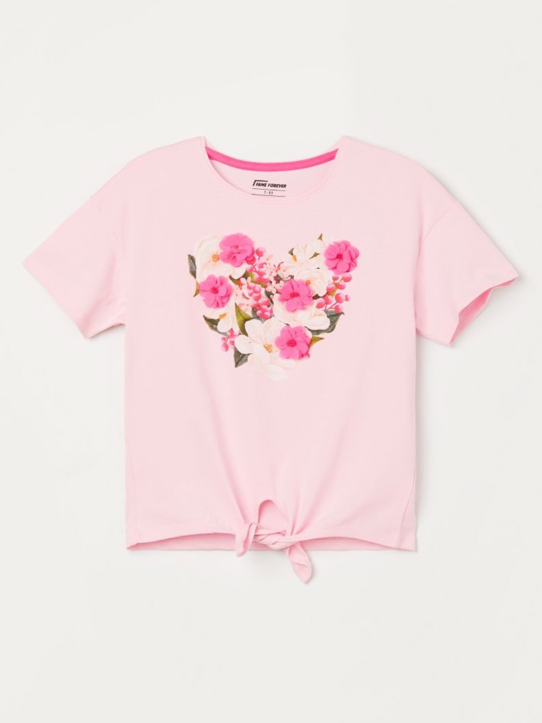 

Fame Forever by Lifestyle Girls Floral Applique T-shirt, Pink