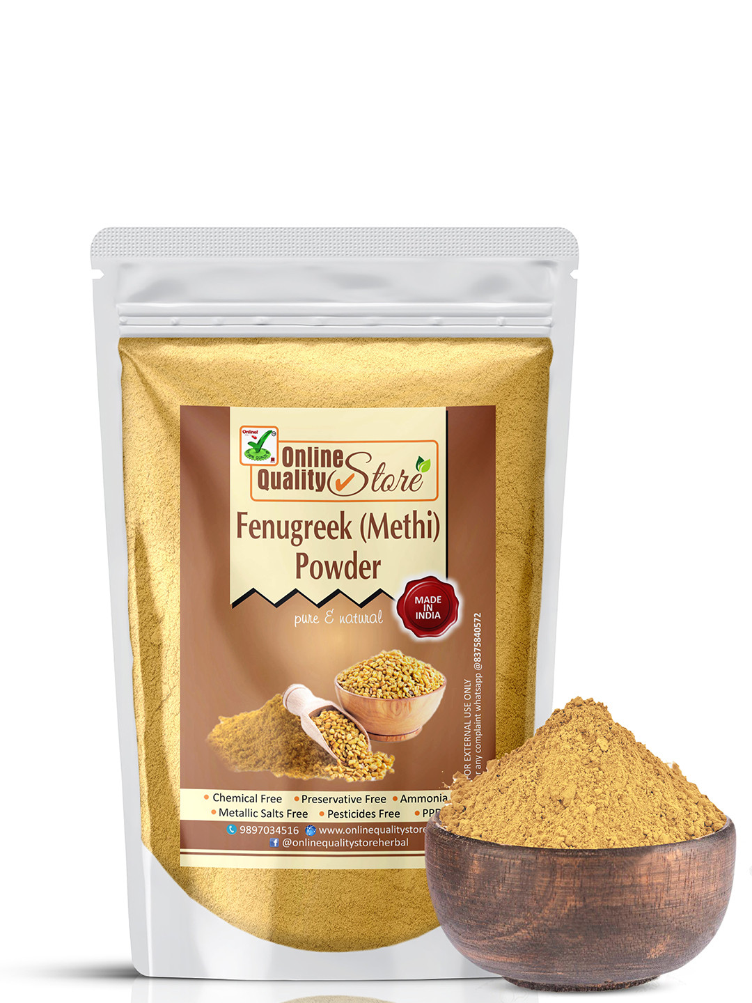 

Online Quality Store Methi Powder For Damaged Hair - 200g, Yellow