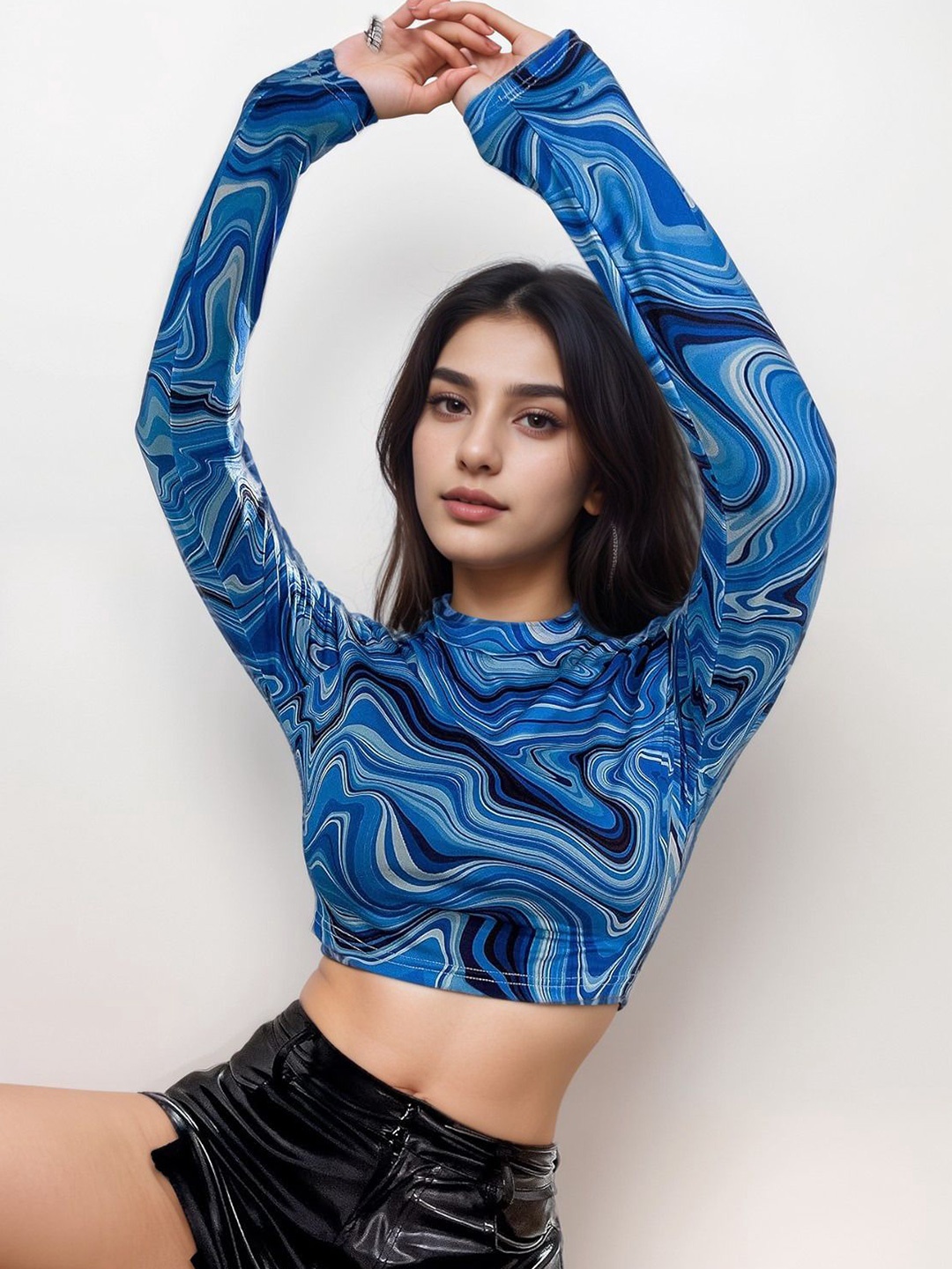 

NiloBerry Print Crop Top, Blue