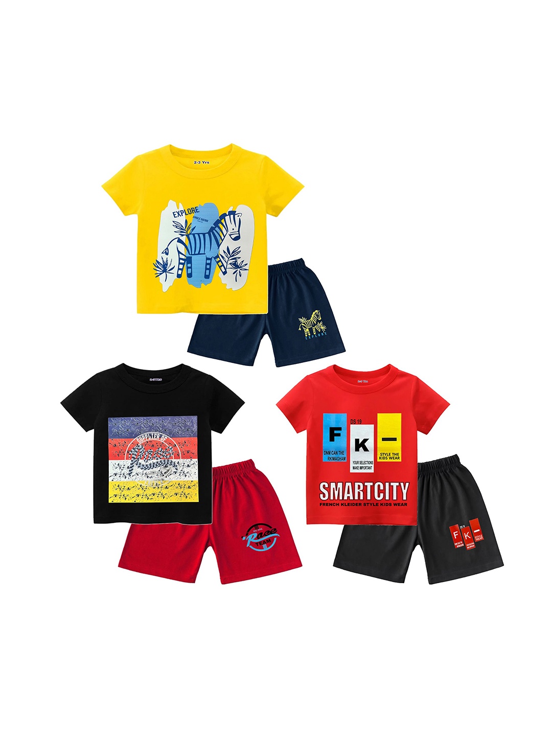 

BAESD Boys Printed T-shirt with Shorts, Yellow