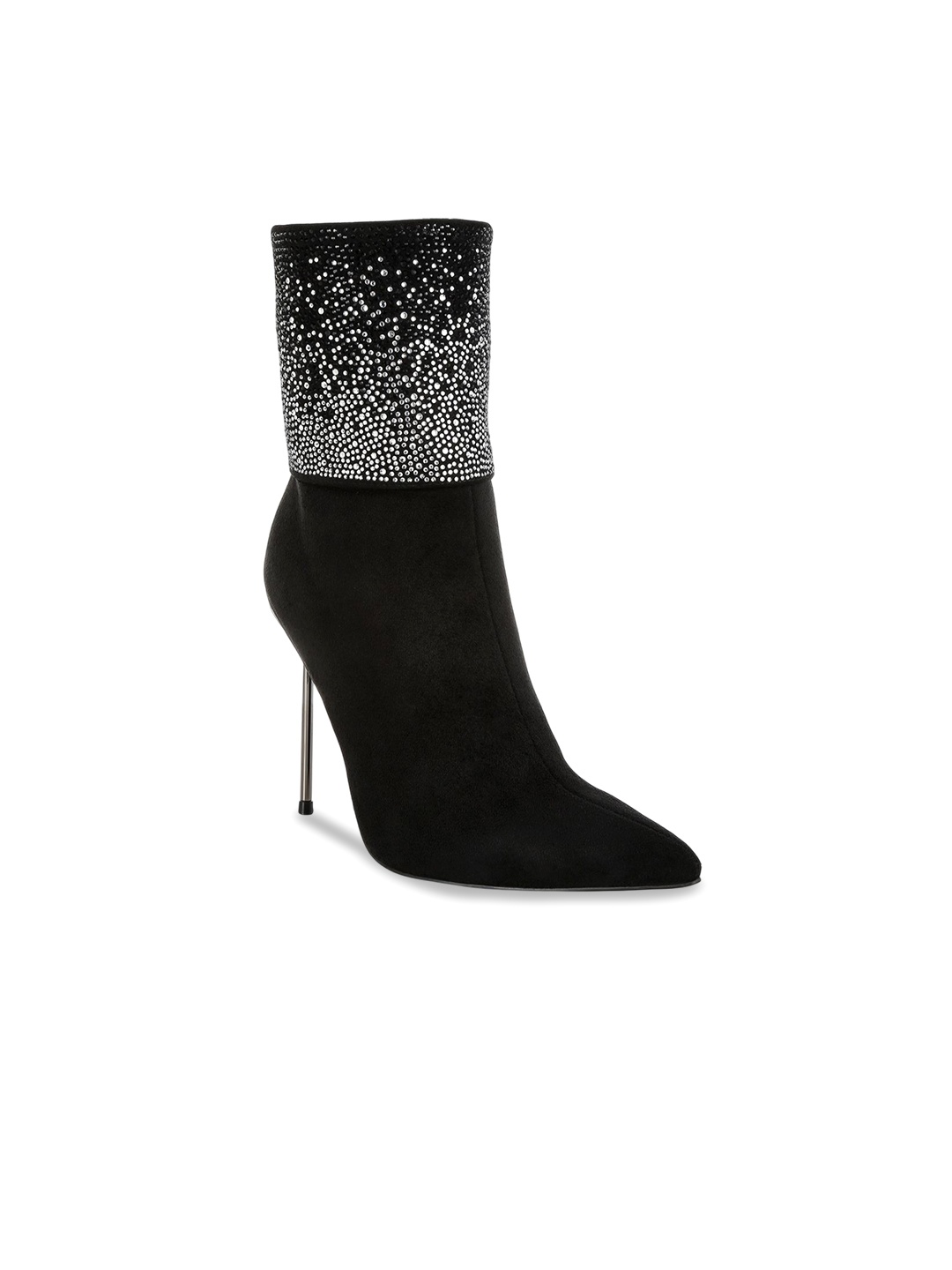 

London Rag Women Rhinestones Embellished Foldover Boots, Black