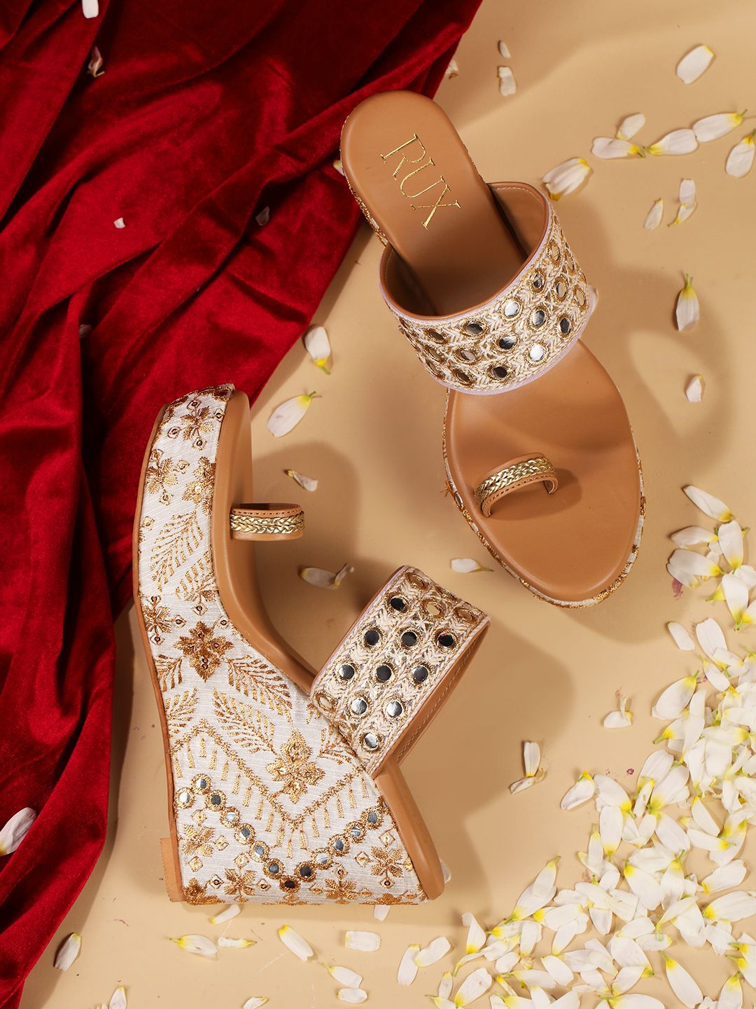 

RUXBYPAYAL Embellished Party High-Top Wedge Sandals, Multi
