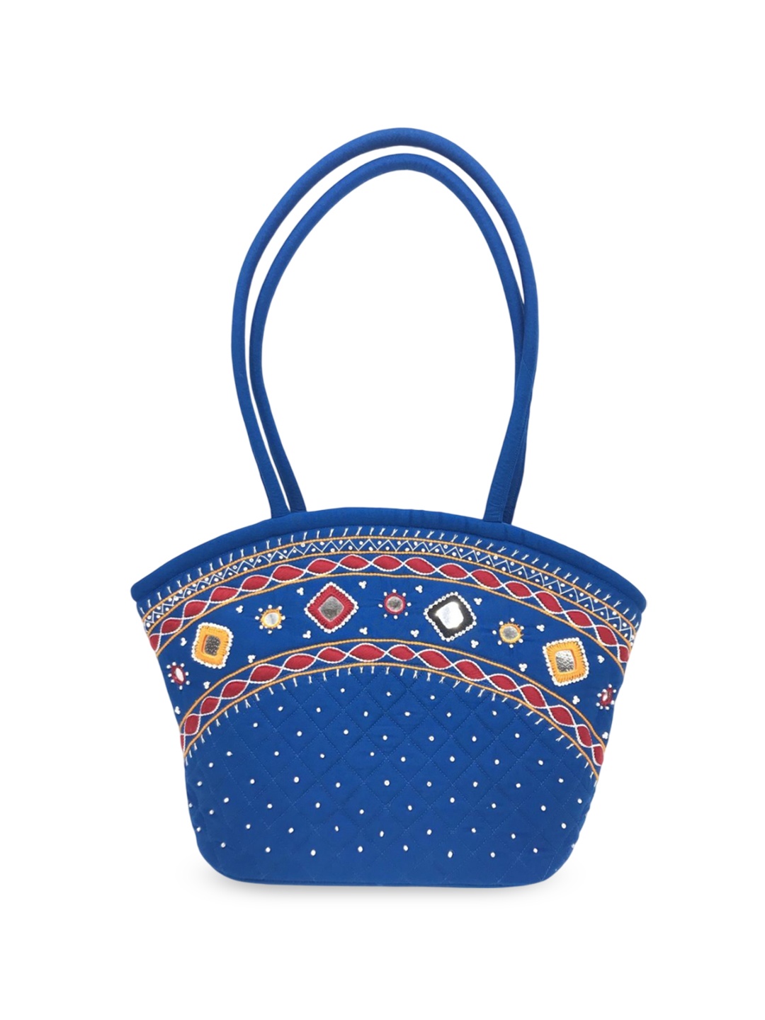 

SriShopify Handicrafts Ethnic Motifs Embellished Shopper Shoulder Bag, Blue