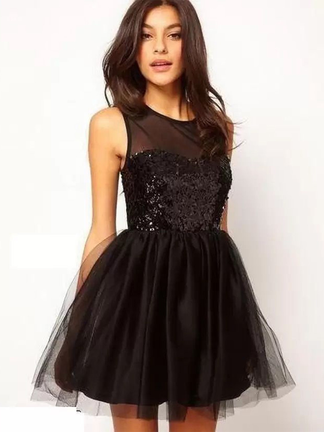 

RebikaTrendz Embellished Velvet Fit & Flare Dress, Black