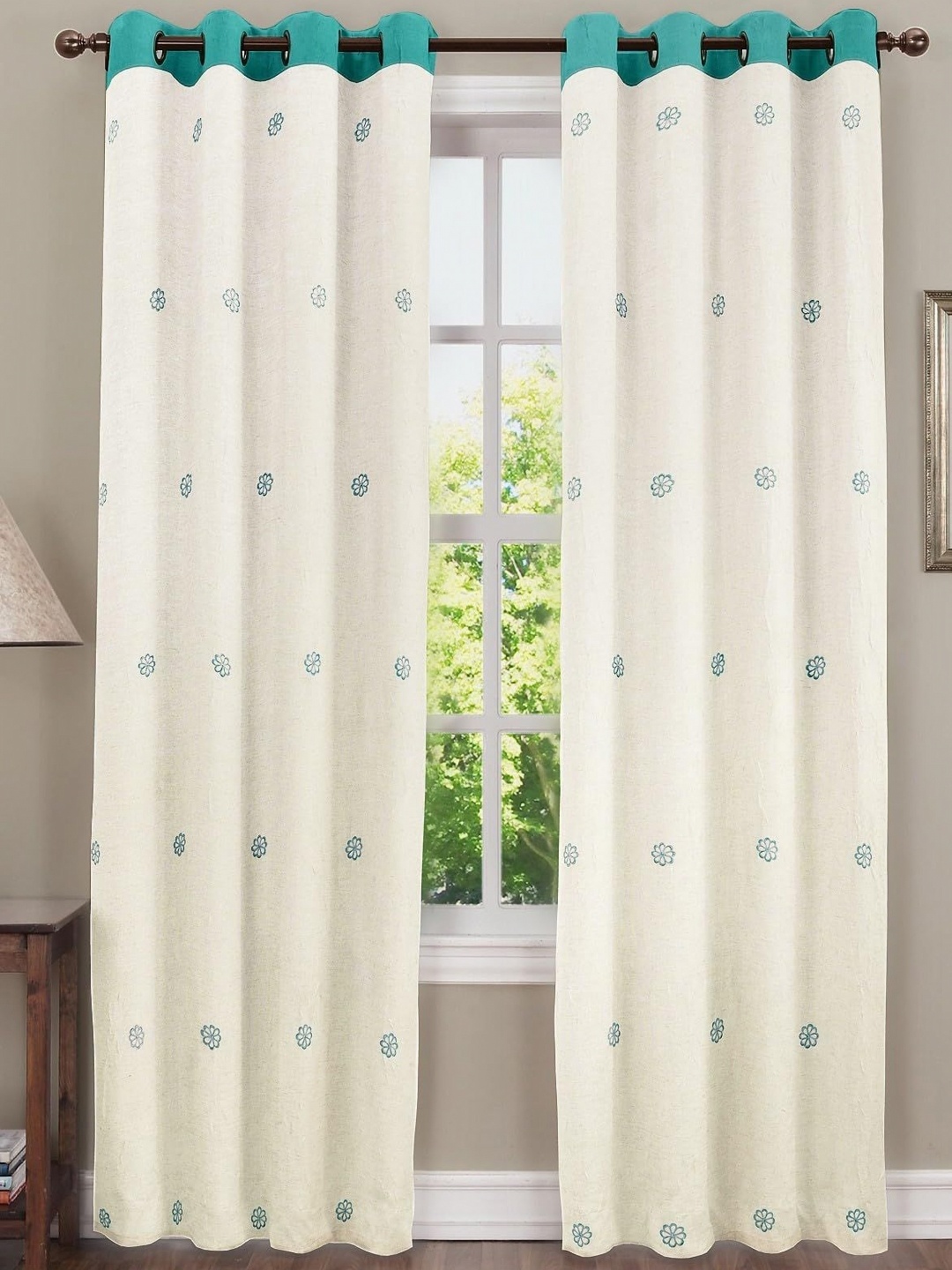 

Dekor World Multicoloured Set of 2 Floral Window Curtain, Multi