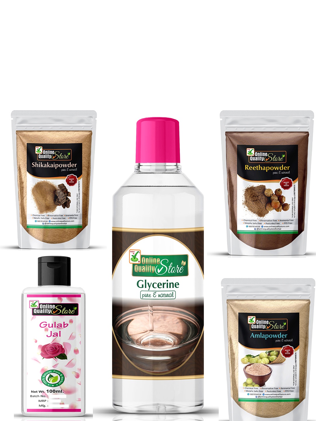 

Online Quality Store Set Of 5 Herbal Hair Care Combo, Beige