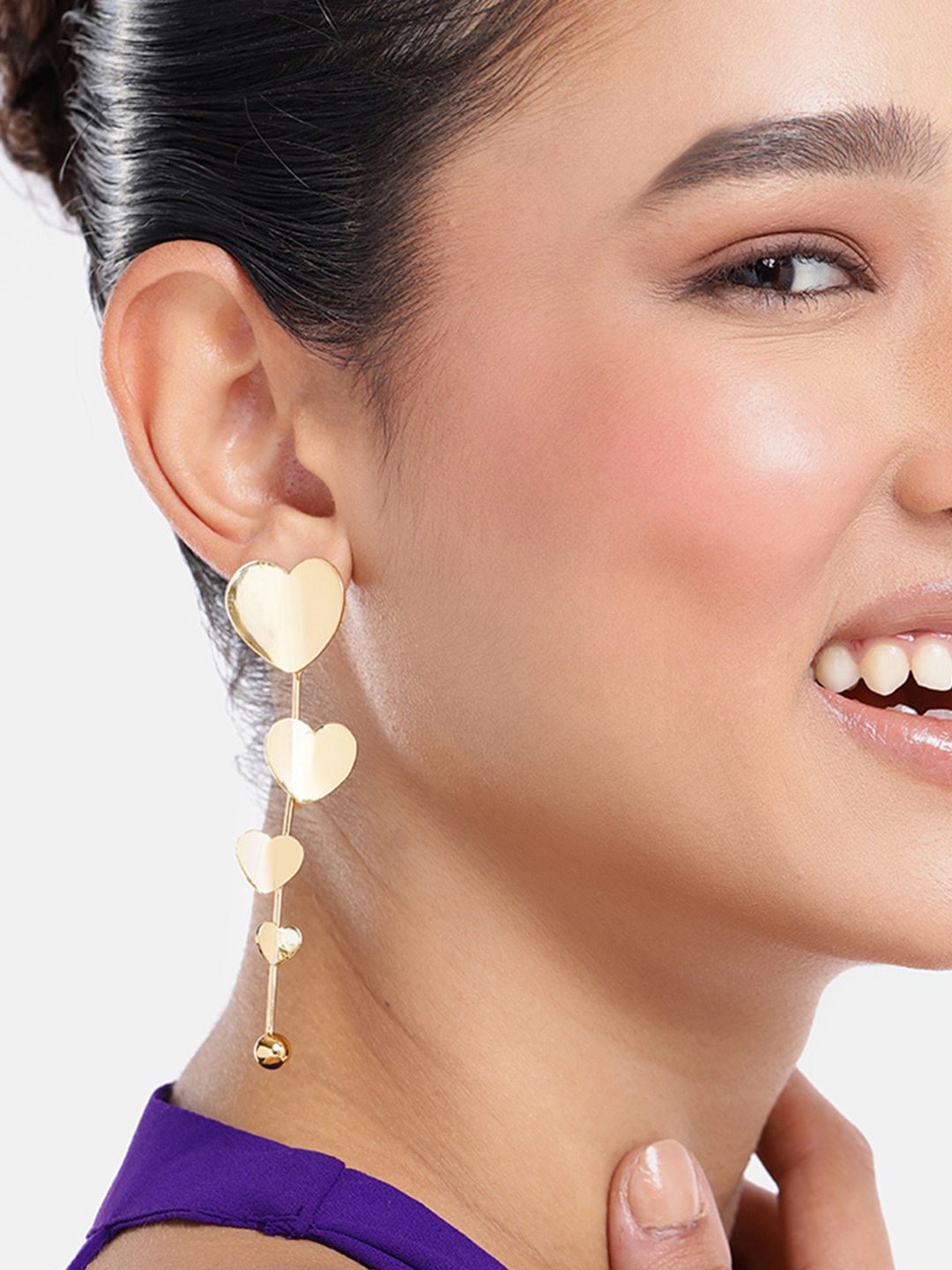 

DressBerry Heart Shape Drop Earrings, Gold