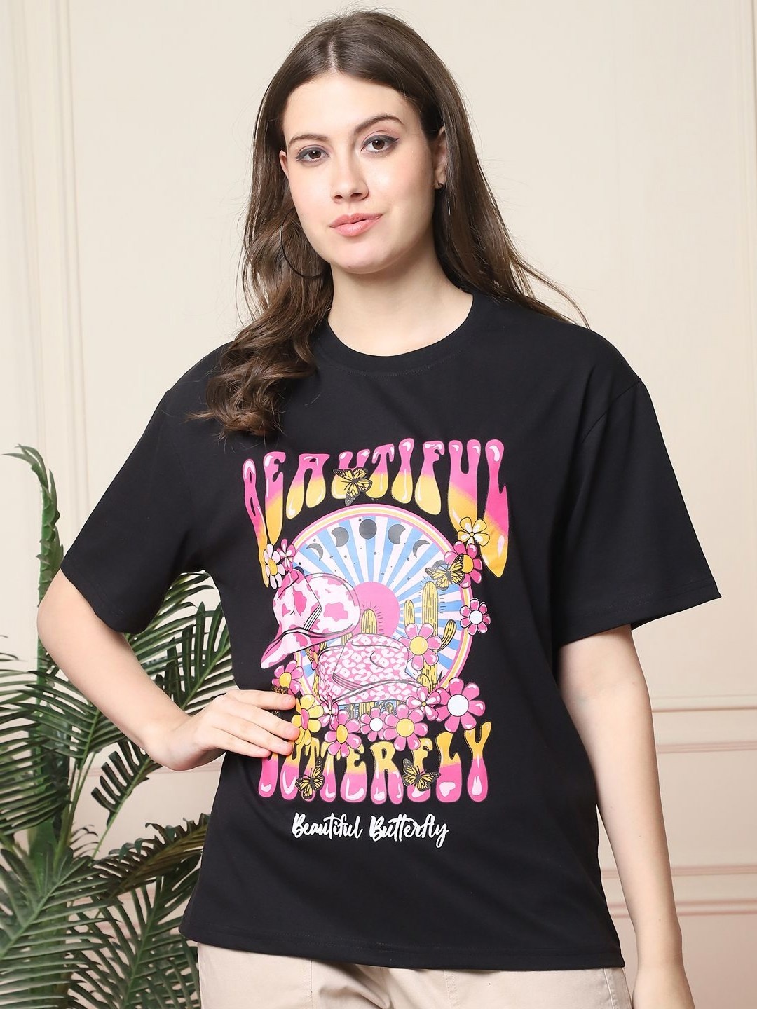 

Metronaut Women Printed T-shirt, Black