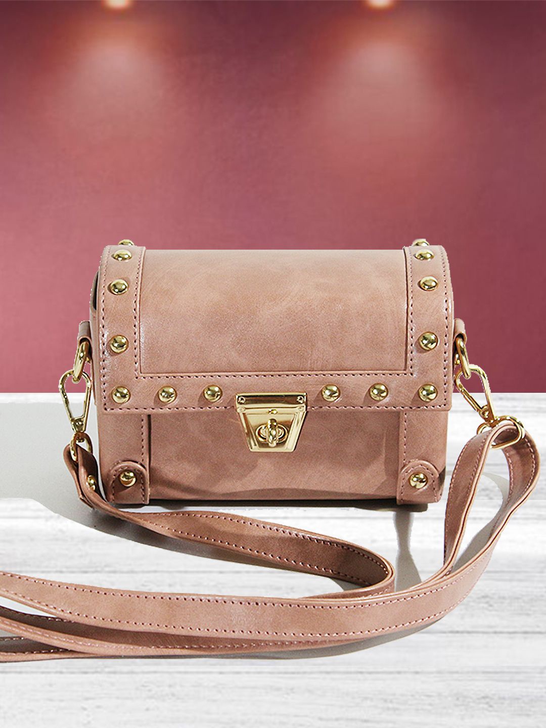 

VASKA Textured Structured Sling Bag, Pink