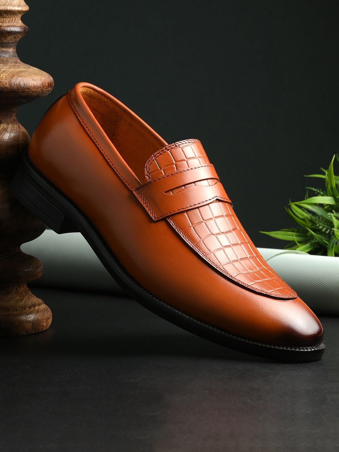 

DESIDERIO Men Leather Loafers, Tan