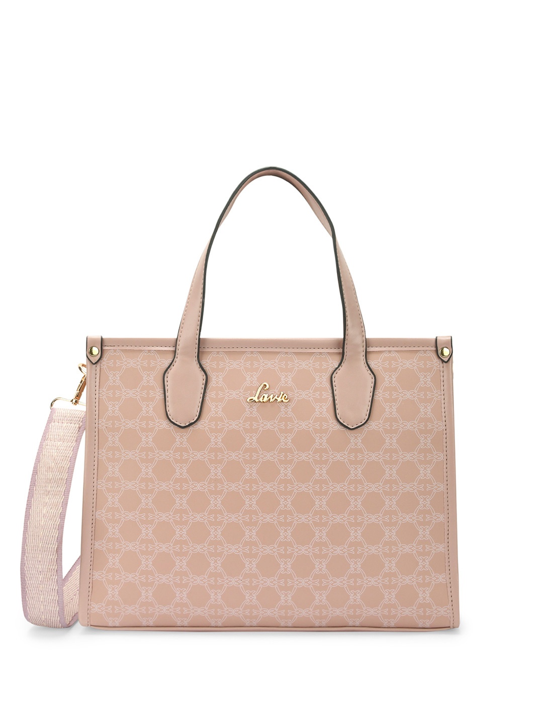 

Lavie Printed Structured Satchel with Quilted, Pink