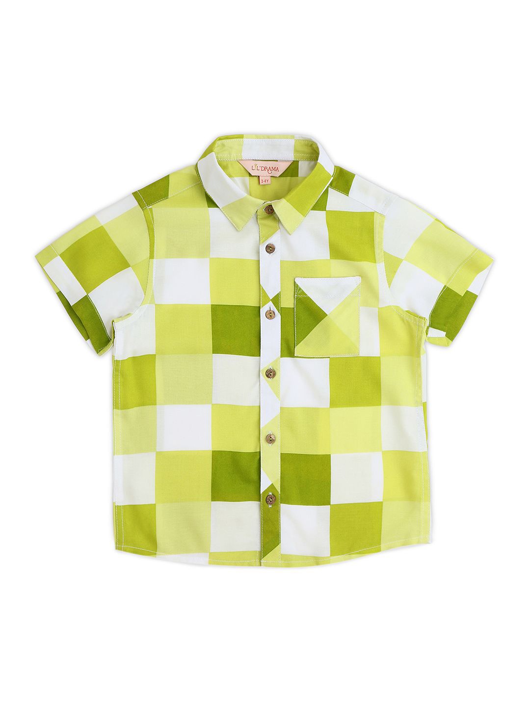 

LIL DRAMA Boys Classic Opaque Printed Casual Shirt, Green
