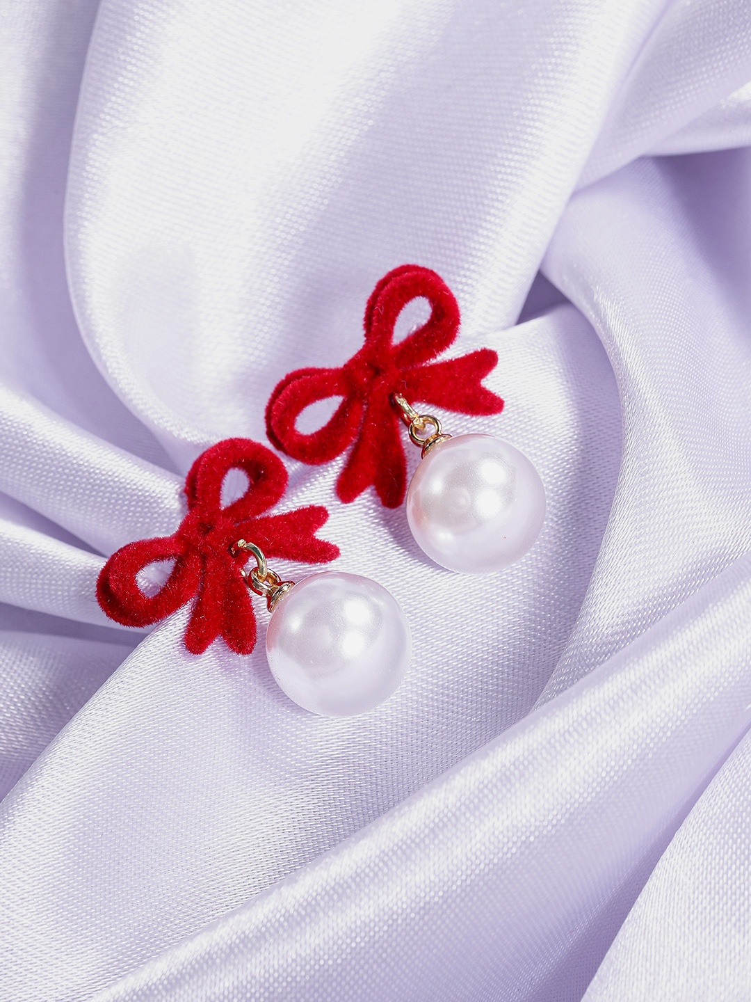 

DressBerry Quirky Bows Drop Earrings, Red