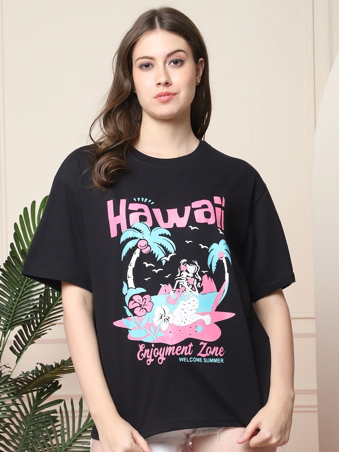 

Dreambe Women Printed T-shirt, Black