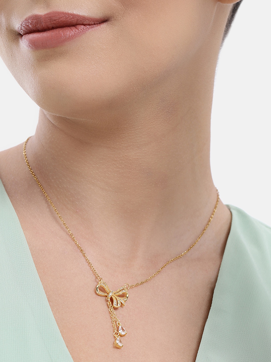 

DressBerry Bow Shaped Stone Studded Chain, Gold