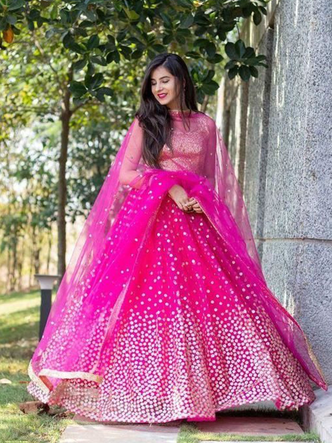 

Piludi Embellished Sequinned Semi-Stitched Lehenga & Unstitched Blouse With Dupatta, Pink