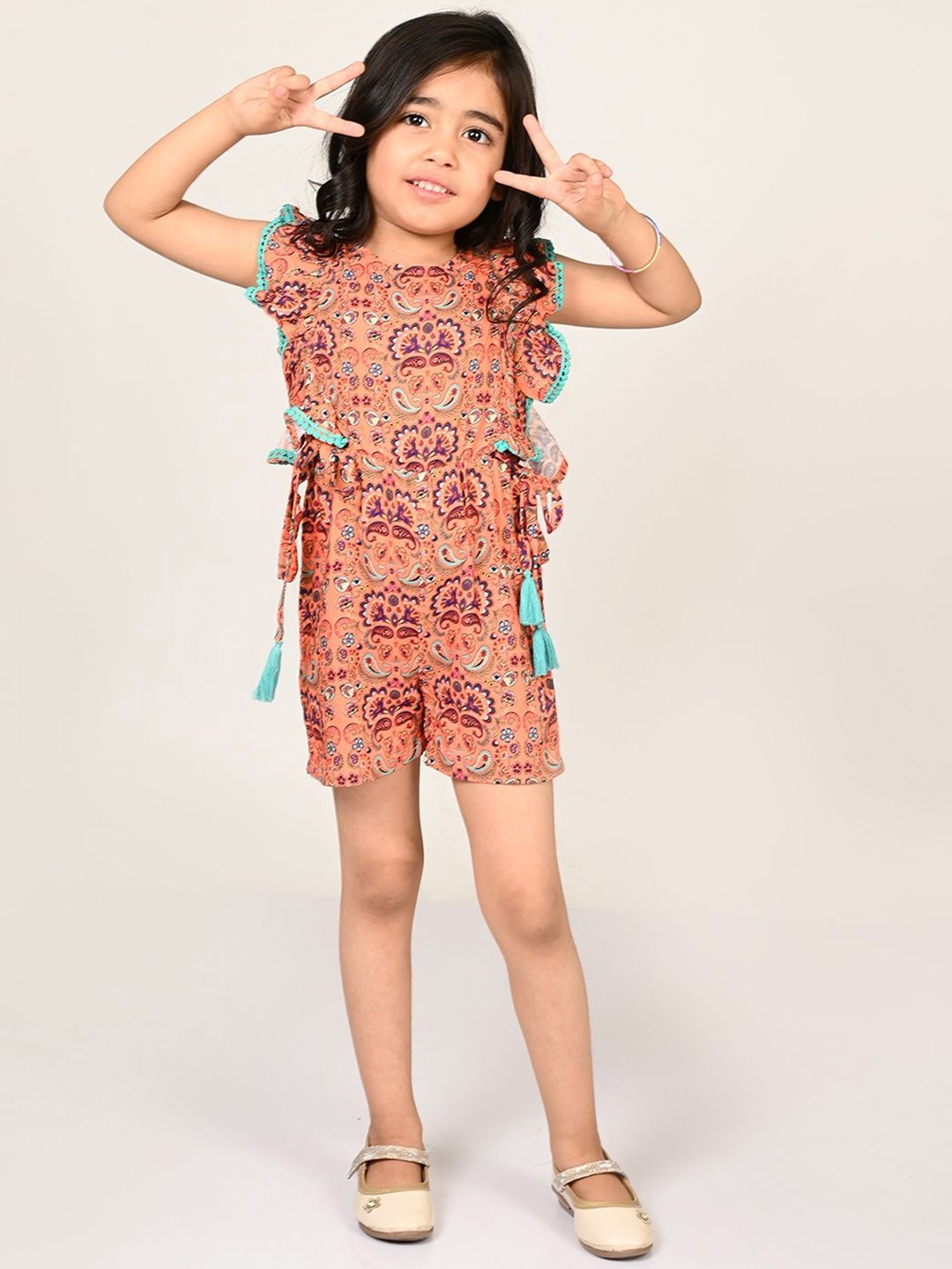 

LIL DRAMA Girls Printed Jumpsuit, Orange