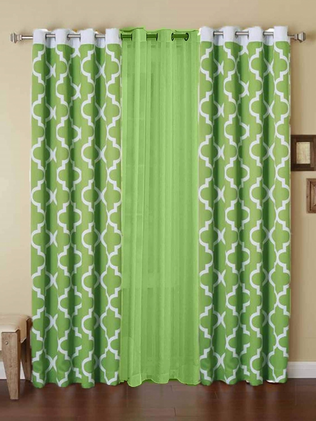 

Dekor World Multicoloured Set of 3 Long Door Curtain, Multi