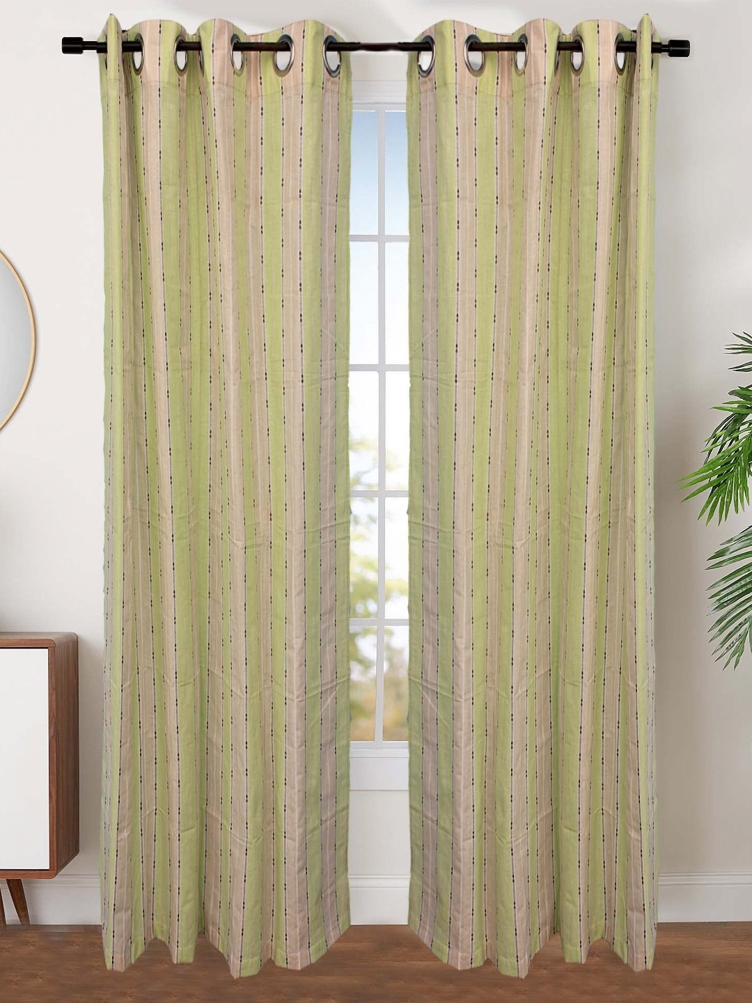

Dekor World Multicoloured Set of 2 Striped Long Door Curtain, Multi