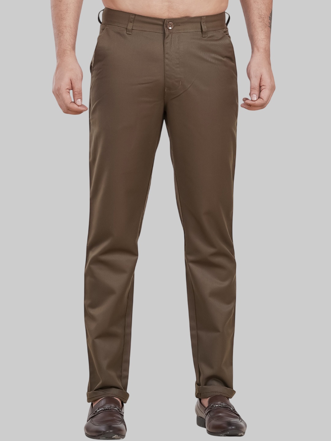 

Plounge Men Slim Fit Trousers, Brown