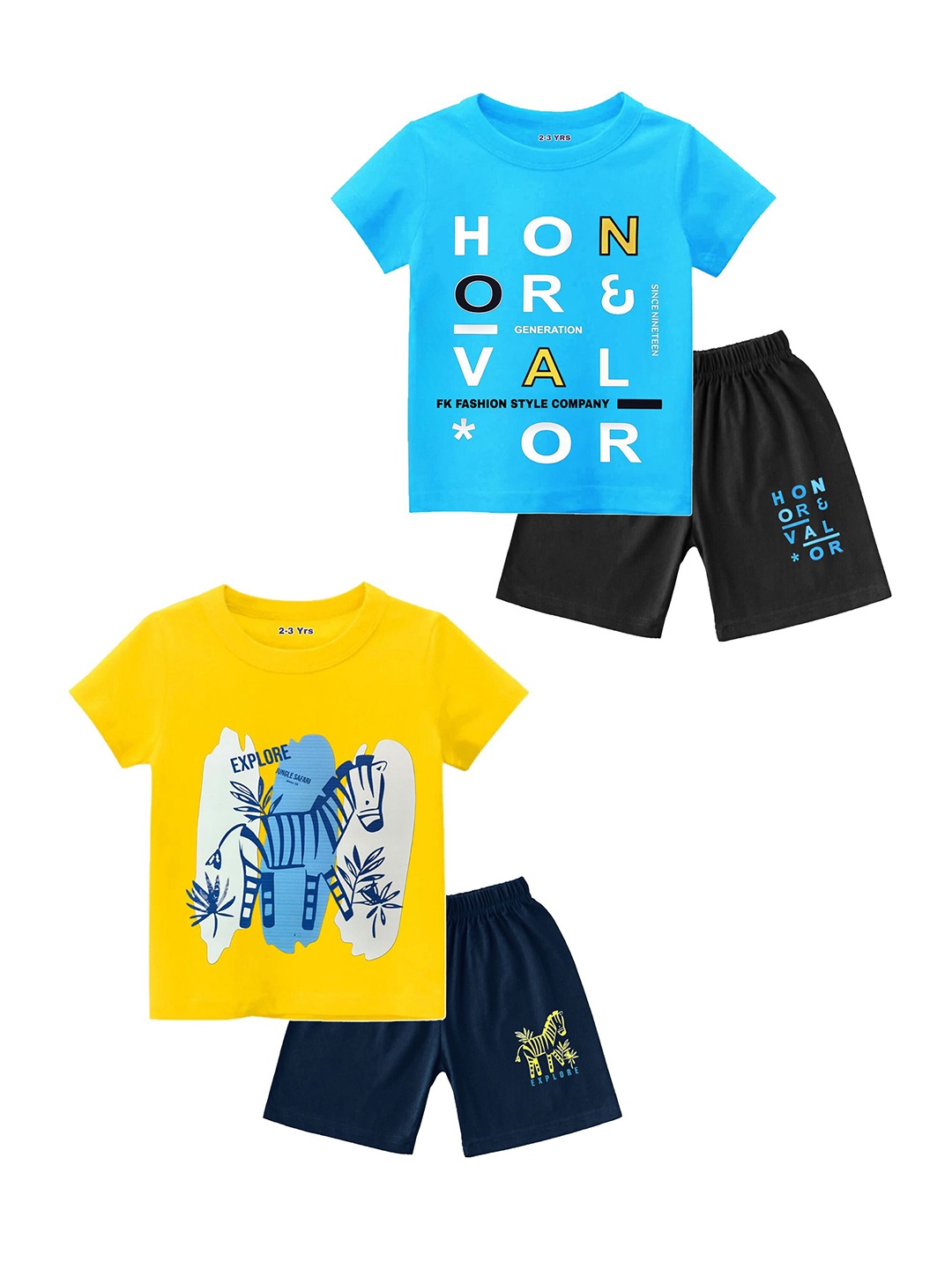 

BAESD Boys Printed T-shirt with Shorts, Yellow