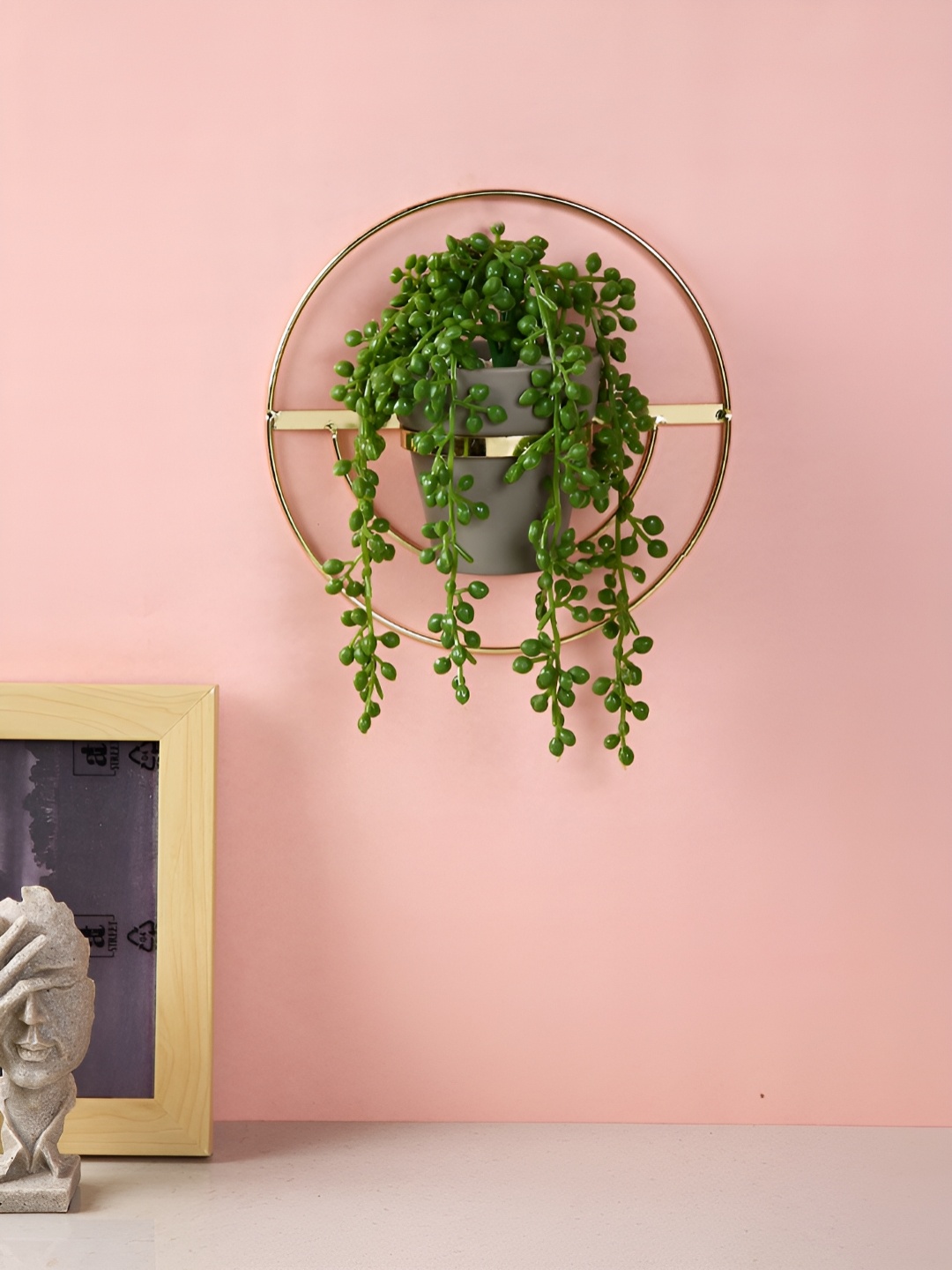 

TAYHAA Gold-Toned 1 Pieces Hanging Succulent Artificial Plant With Pot