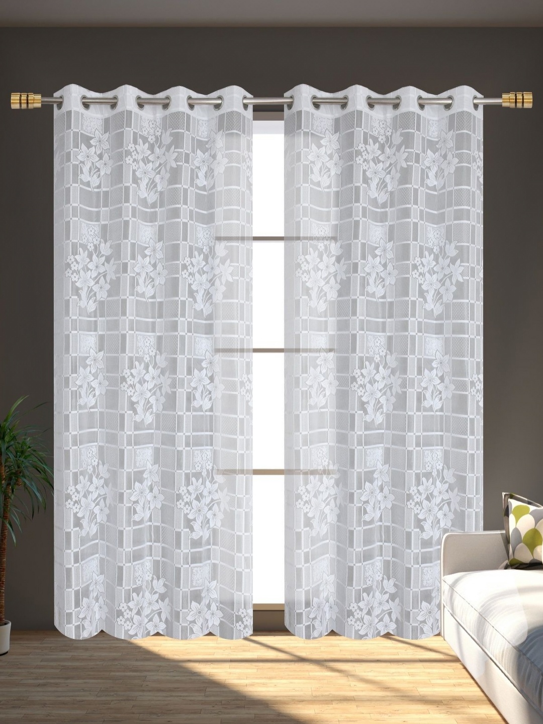 

Galaxy Home Decor White Set of 2 Sheer Door Curtain