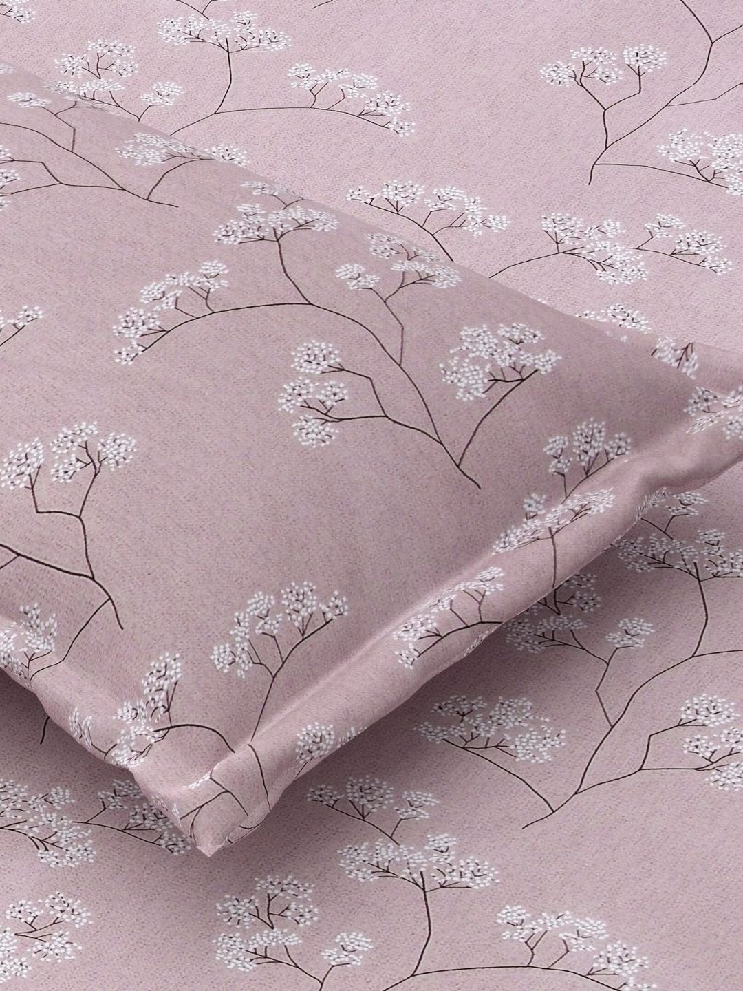 

Jaipur Weaves Pink & Grey Floral 180 TC Queen Bedsheet with 2 Pillow Covers