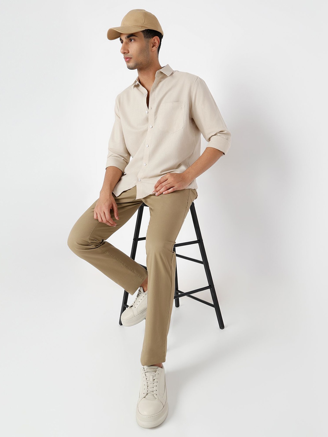 

MARK & ALBERT Men Linen Casual Shirt, Beige