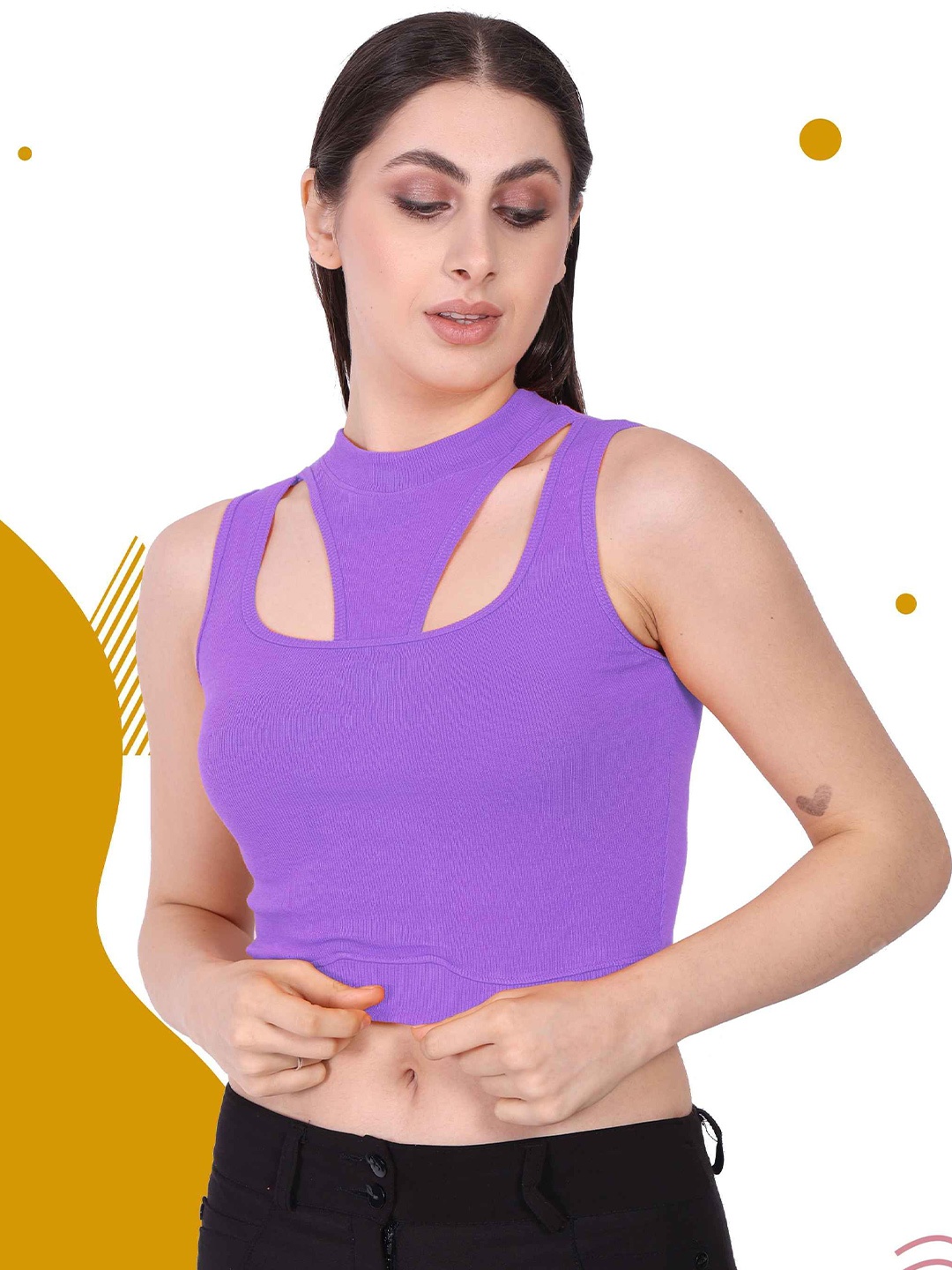 

Mast & Harbour Cotton Crop Top, Lavender