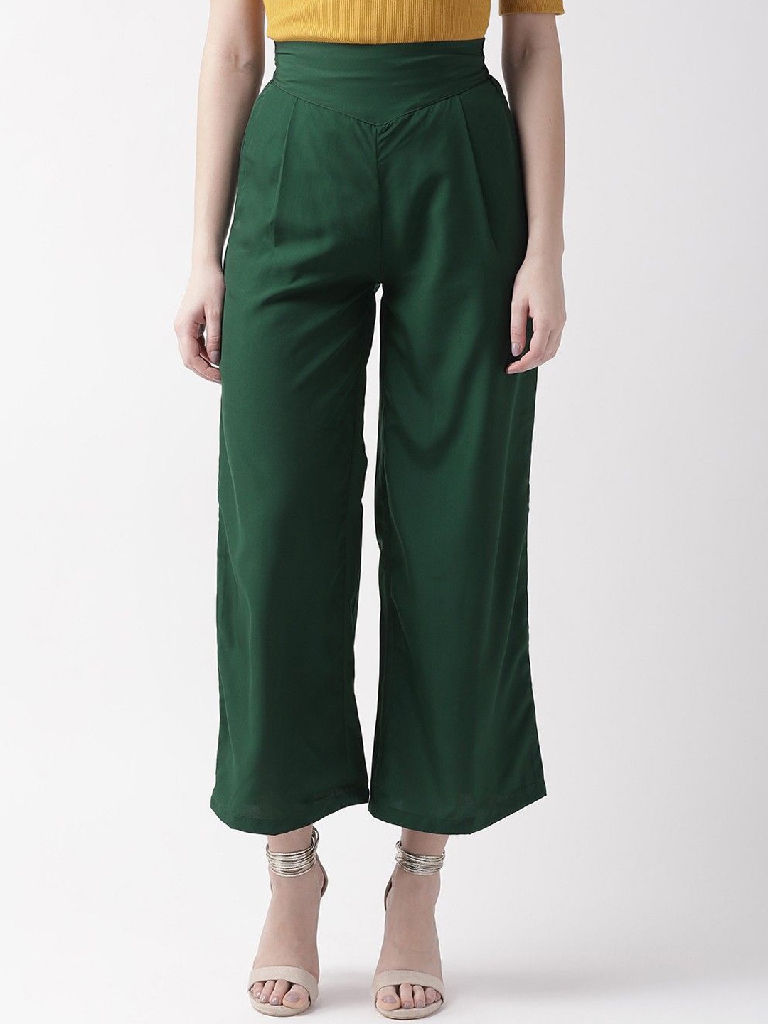

Moda Rapido Women Original Loose Fit Pleated Trousers, Green