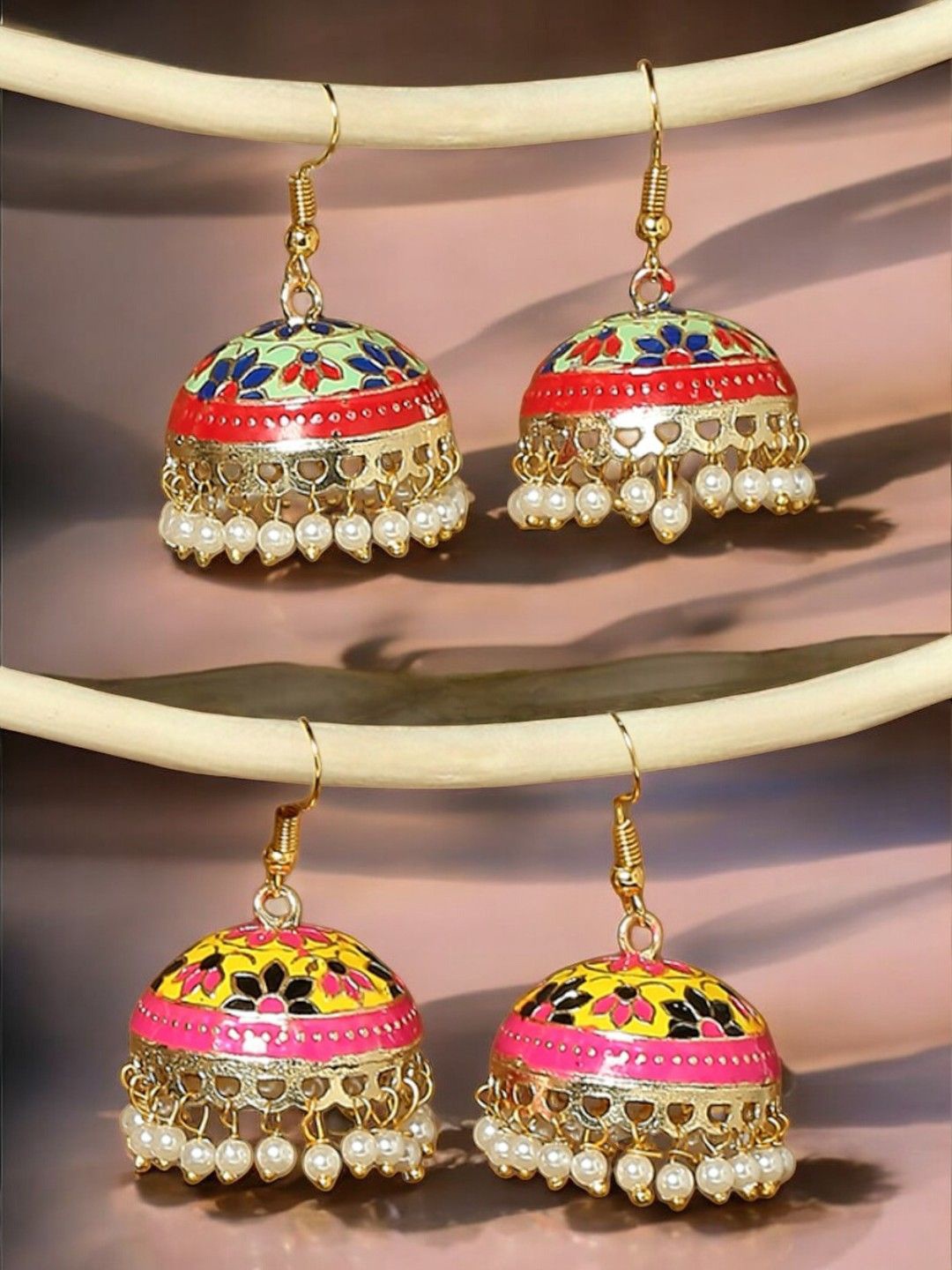 

OOMPH Dome Shaped Jhumkas Earrings, Yellow