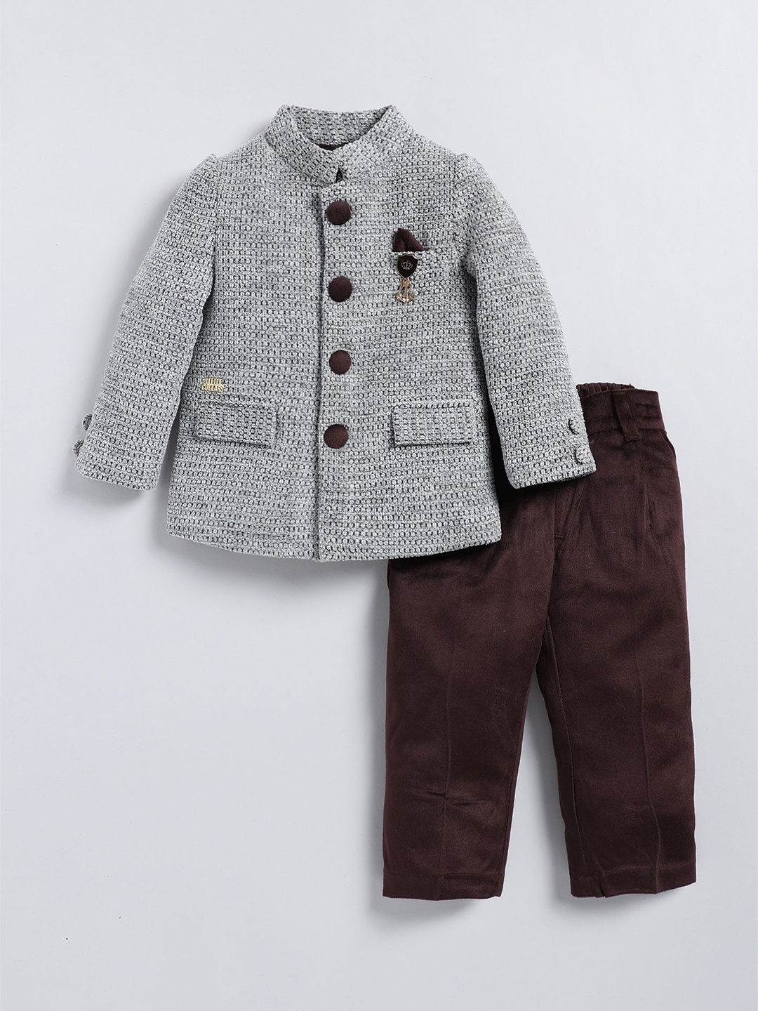 

LITTLE COLLARS Boys Shirt with Trousers, Brown