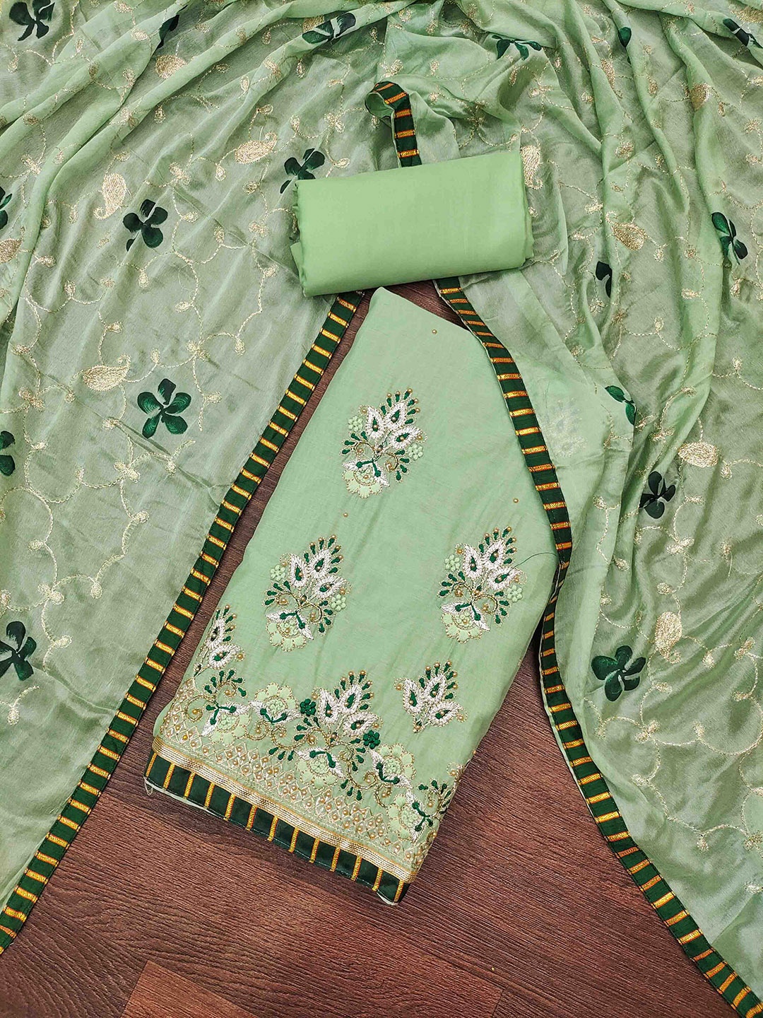 

KIMISHA Embroidered Unstitched Dress Material, Green