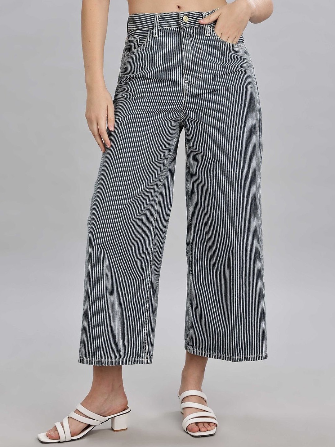 

Tommy Hilfiger Women Wide Leg High-Rise Jeans, Blue