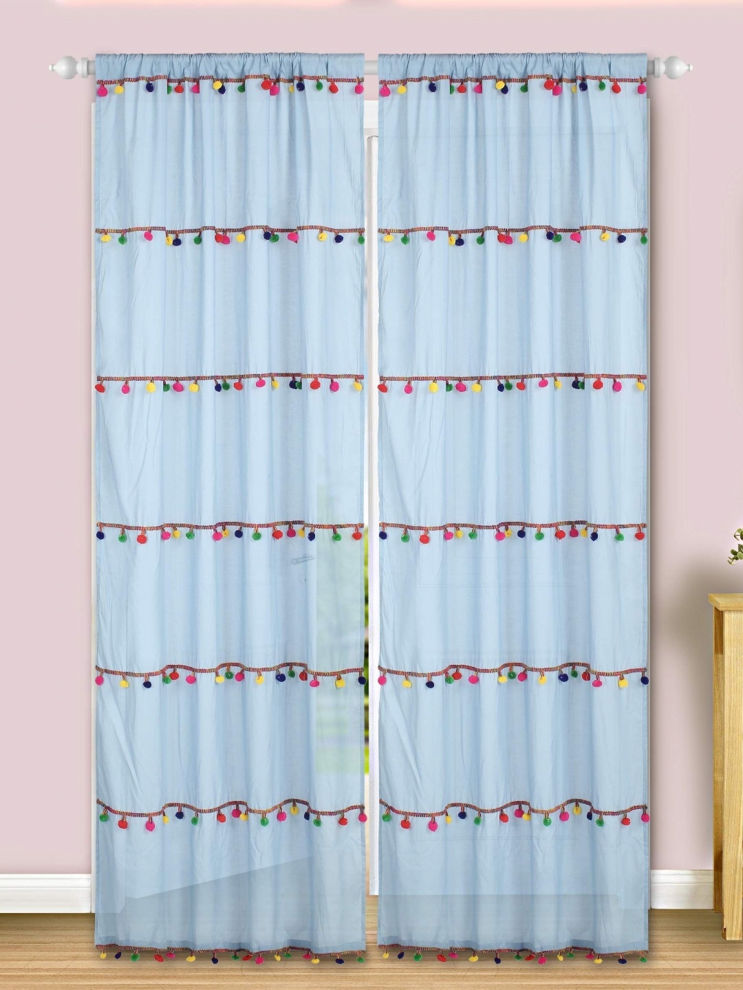 

Dekor World Multicoloured Set of 2 Embellished Sheer Door Curtain, Multi