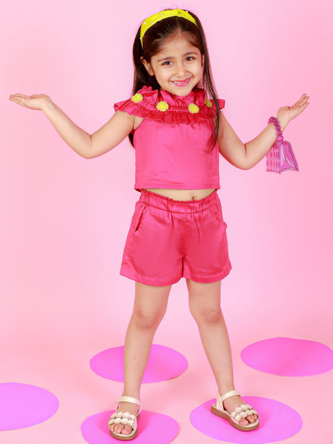 

LIL DRAMA Girls Top with Shorts, Pink