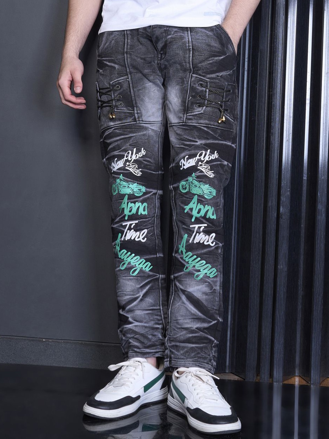 

TRACKnJEANS Men Comfort Slim Fit Jeans, Black