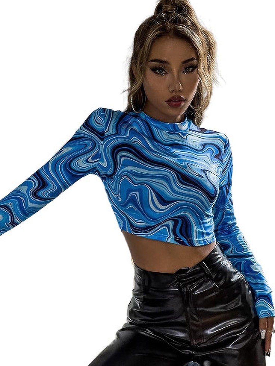 

NiloBerry Print Crop Top, Blue