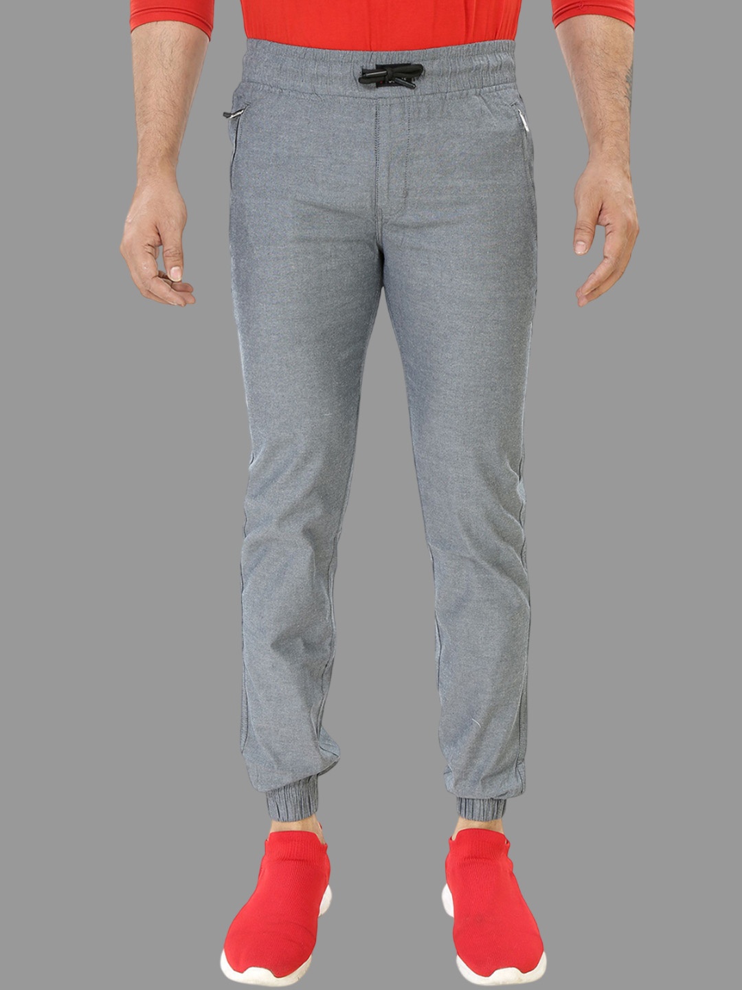 

Plounge Men Slim Fit Joggers Trousers, Grey
