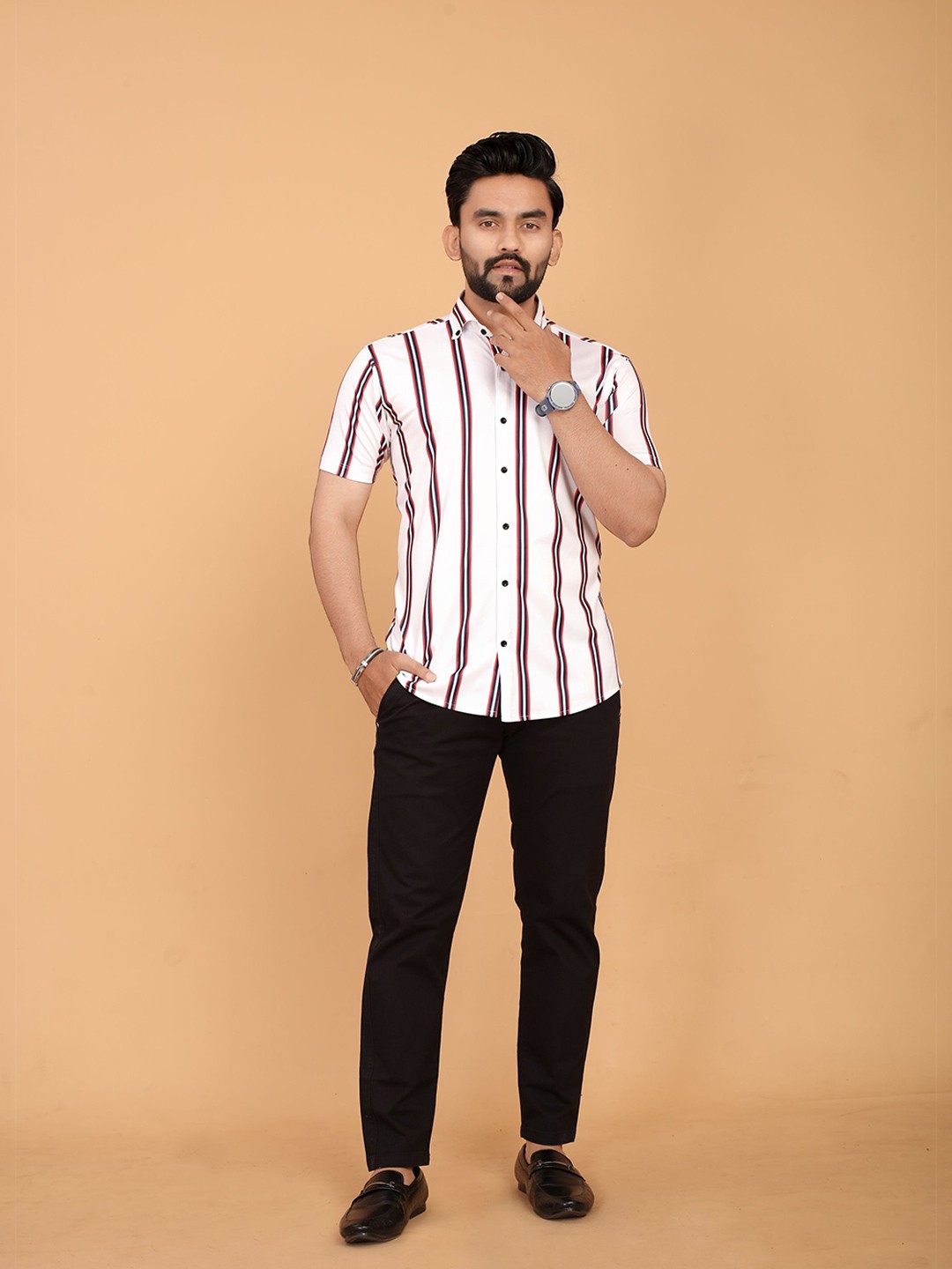 

FABRIPPLE Men Classic Opaque Printed Casual Shirt, White